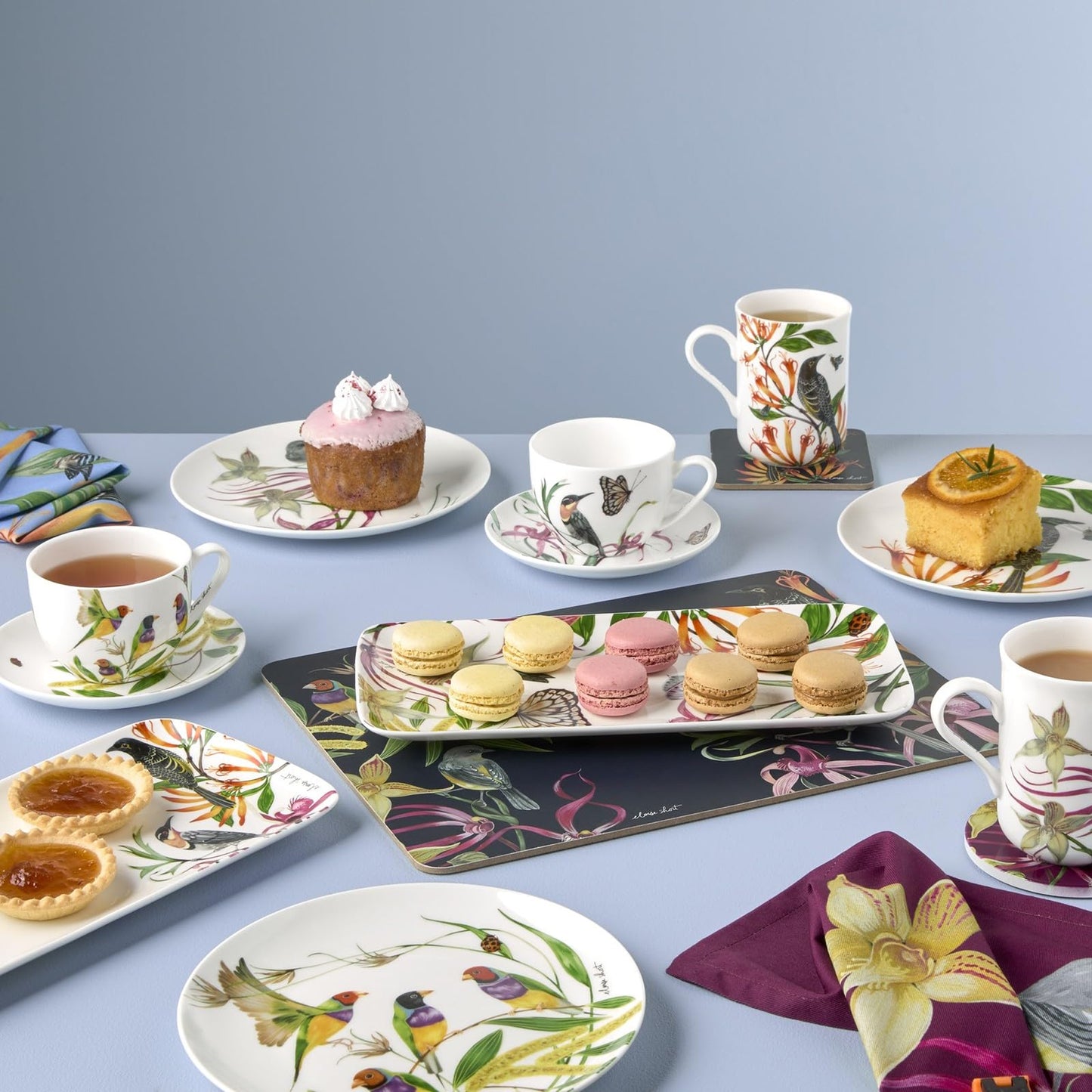 Maxwell & Williams 240ml Eloise Short Lyric Gouldian Finch Cup & Saucer Set Multicoloured