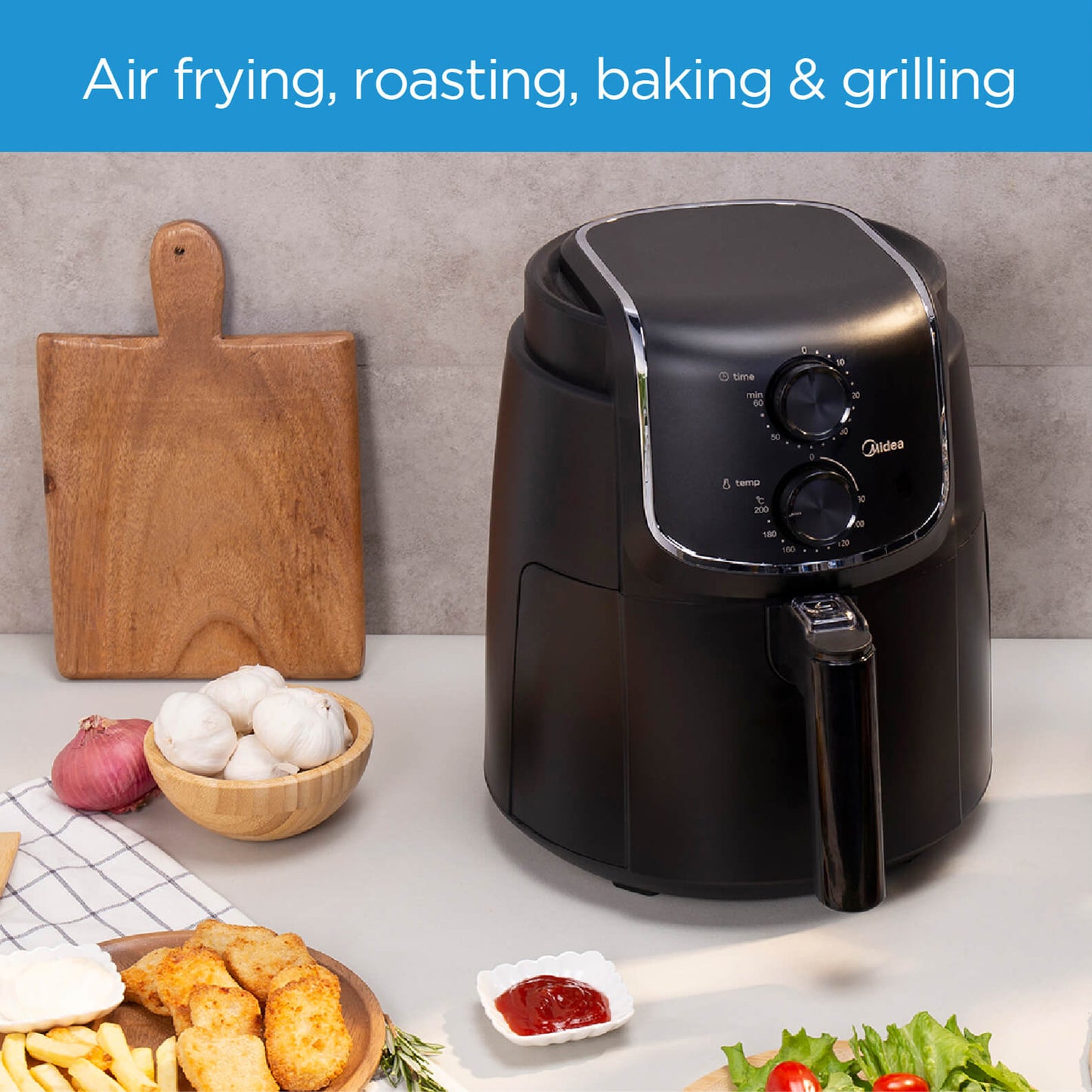 Midea 4.7L Manual Air Fryer Black
