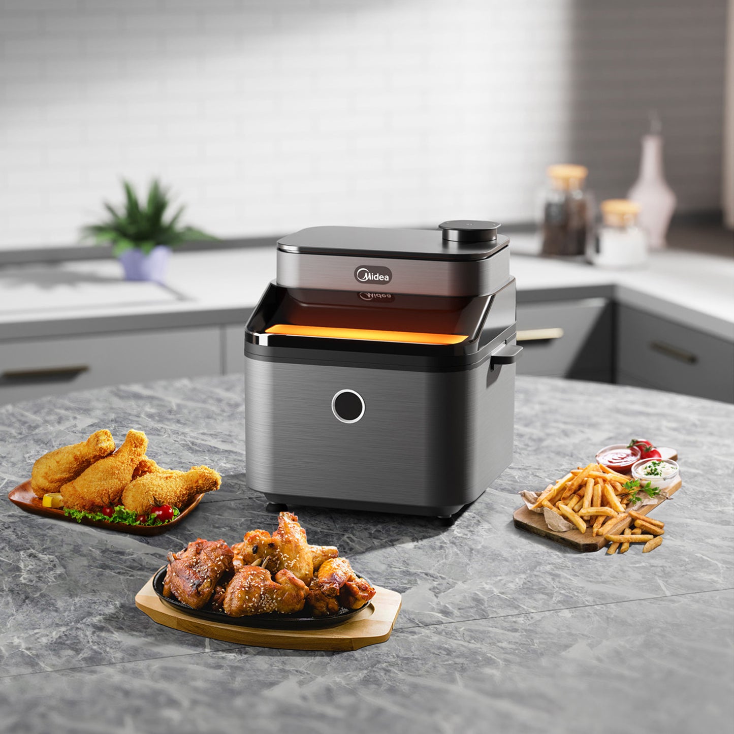 Midea 7Lt Multiflavour Steam Air Fryer Black