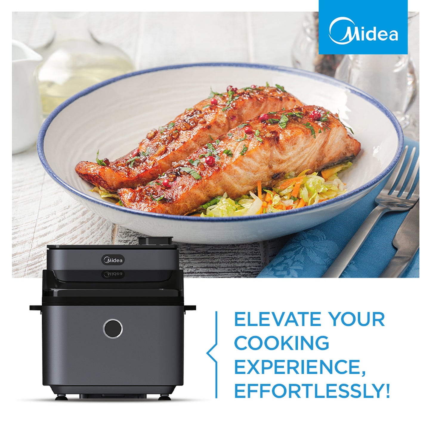 Midea 7Lt Multiflavour Steam Air Fryer Black