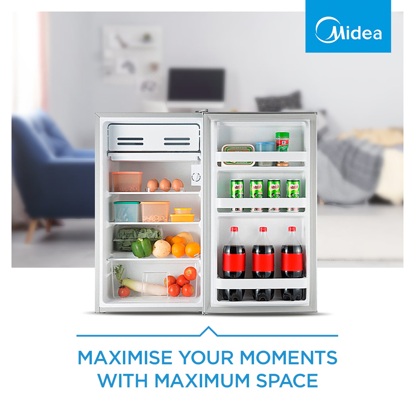 Midea 93L Single Door Bar Fridge Silver