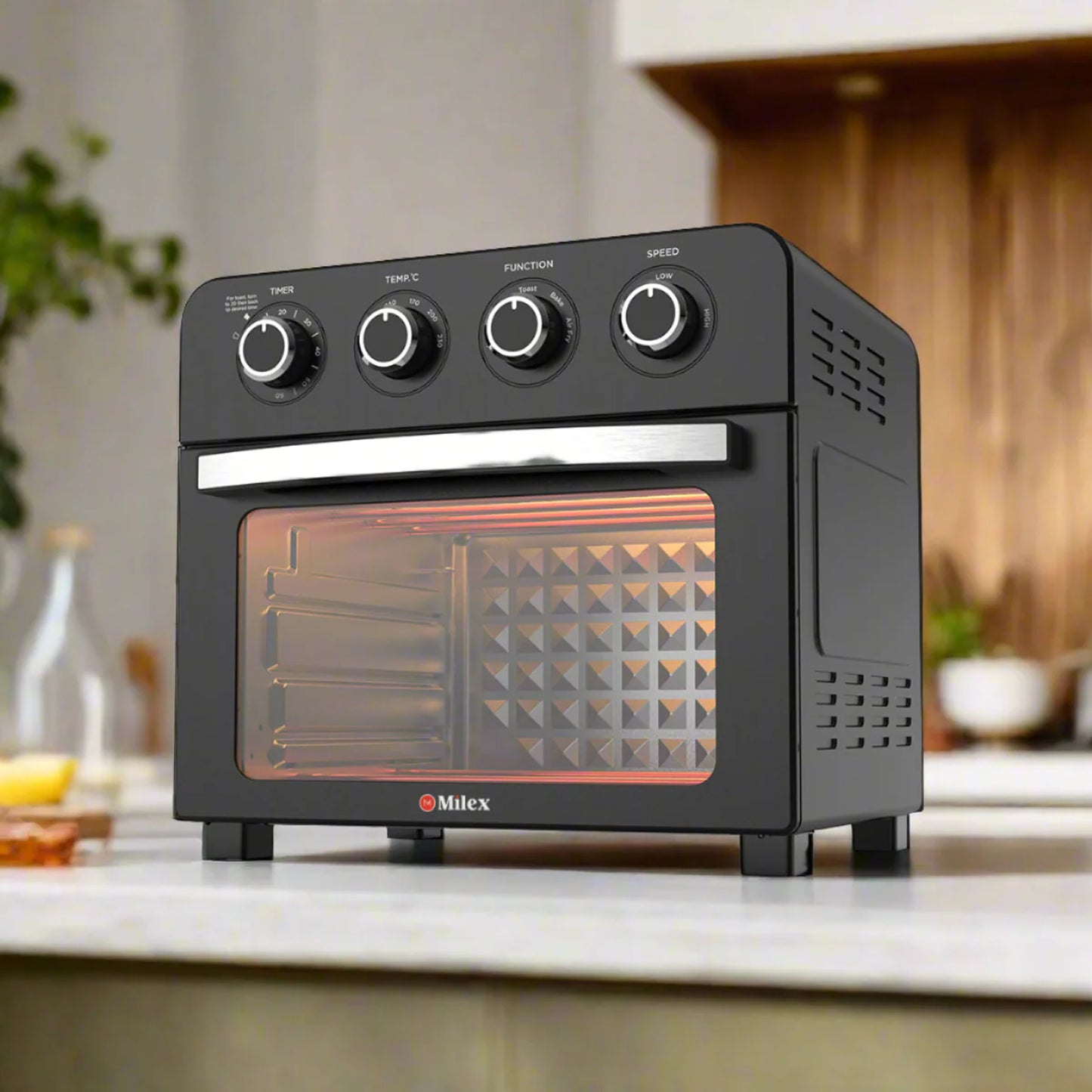 Milex 22L Manual Air Fryer Oven Black