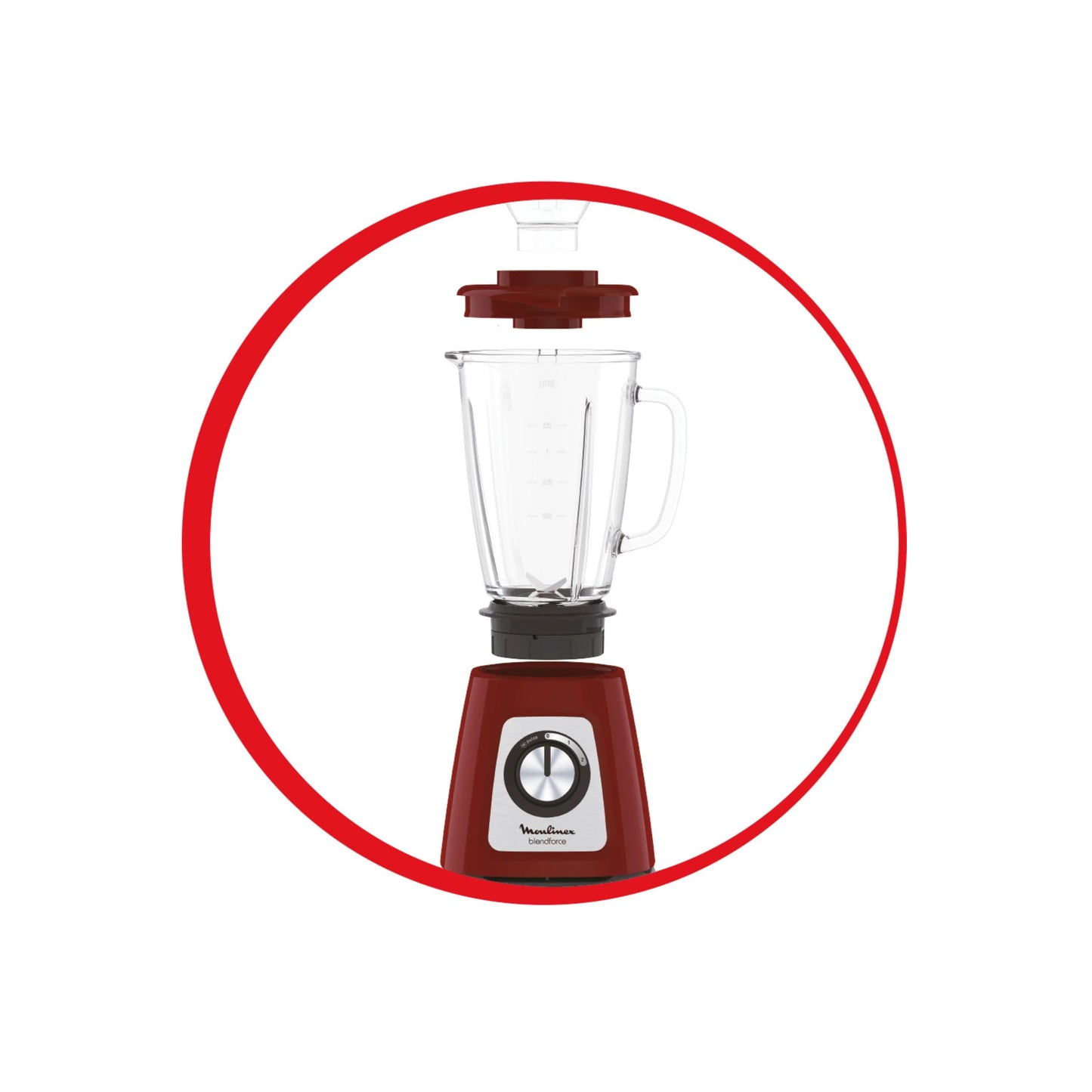 Moulinex Blendforce 2 800W Glass Jug Blender Red