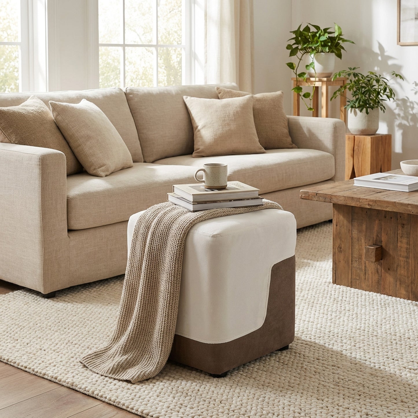 Ottoman Brown & White