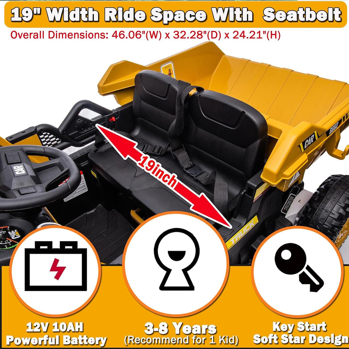 12V 2 Seater Kids Ride-On Construction Dump Truck with Electric Dump Bed - PH007