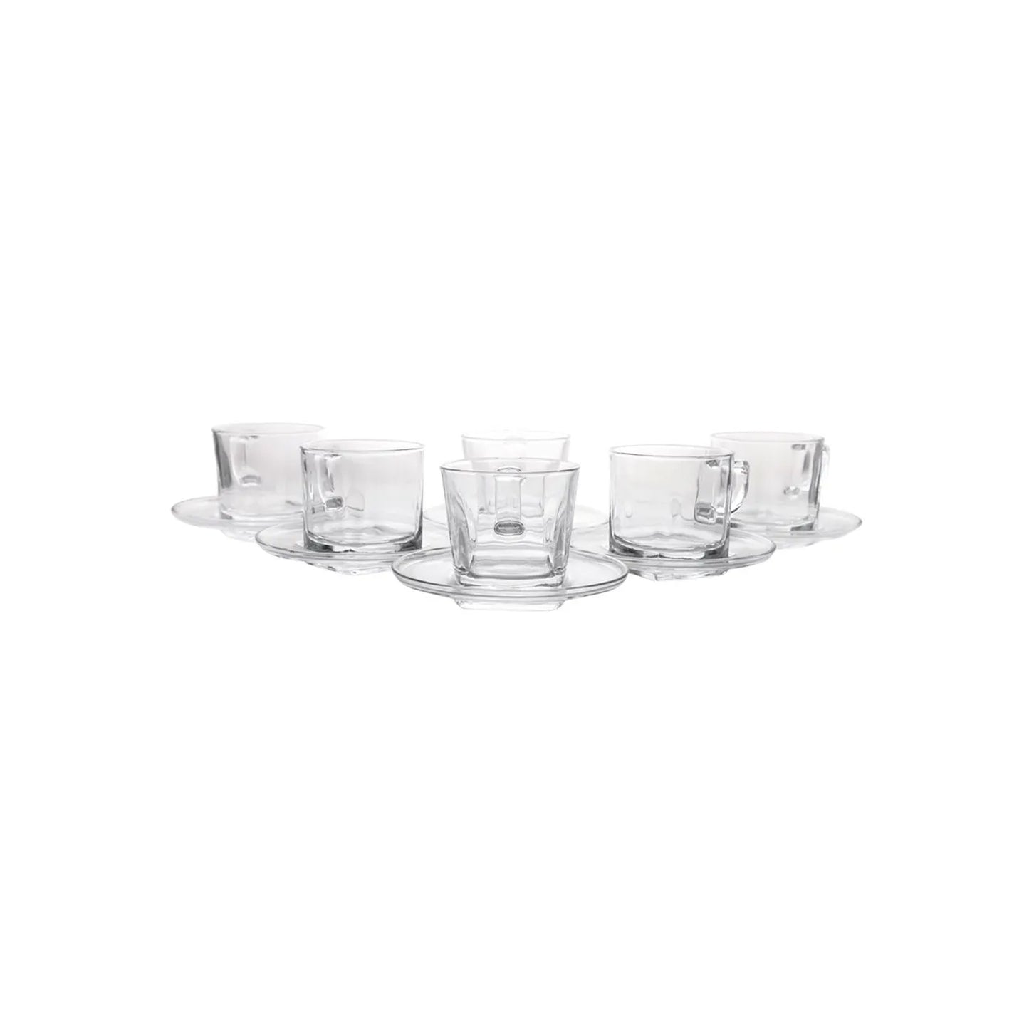 Pasabahce 6 Piece Carre Teacup & Saucer Set Clear