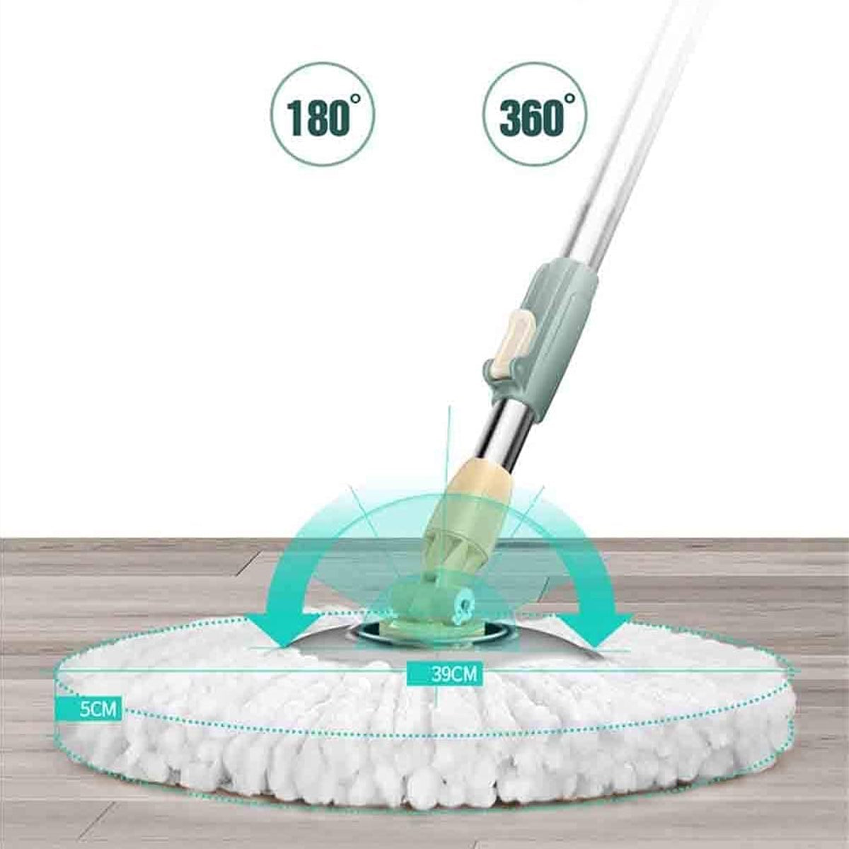 Rotating Mop Bucket with 2 Mop Heads Green