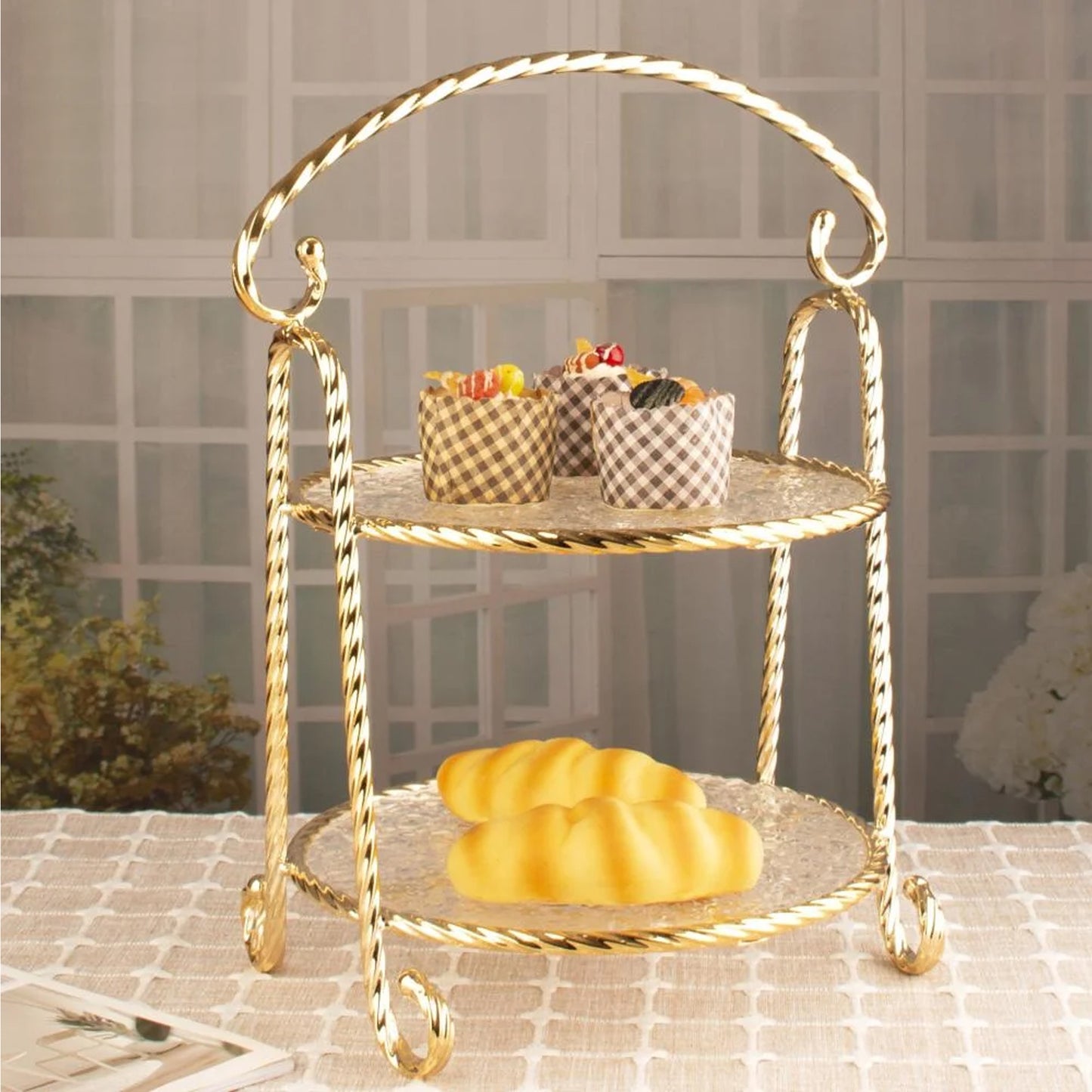 Milano 2 Tier Round Cupcake Stand Gold