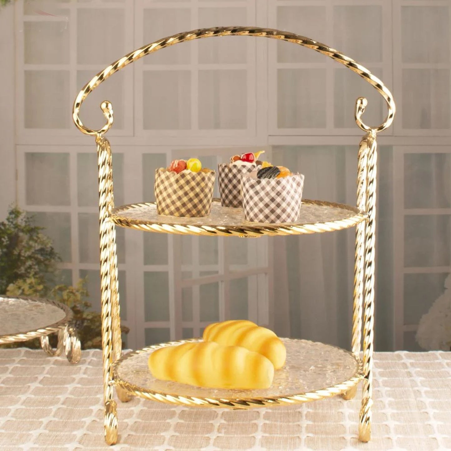 Milano 2 Tier Round Cupcake Stand Gold