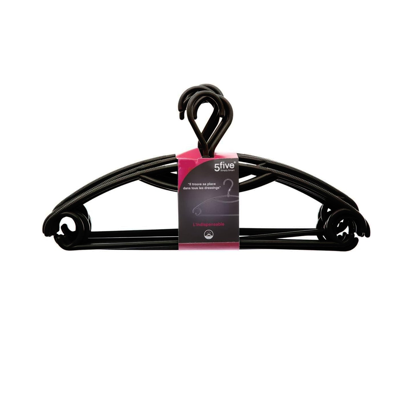 Five 8 Piece Rotating Plastic Hanger Set Black