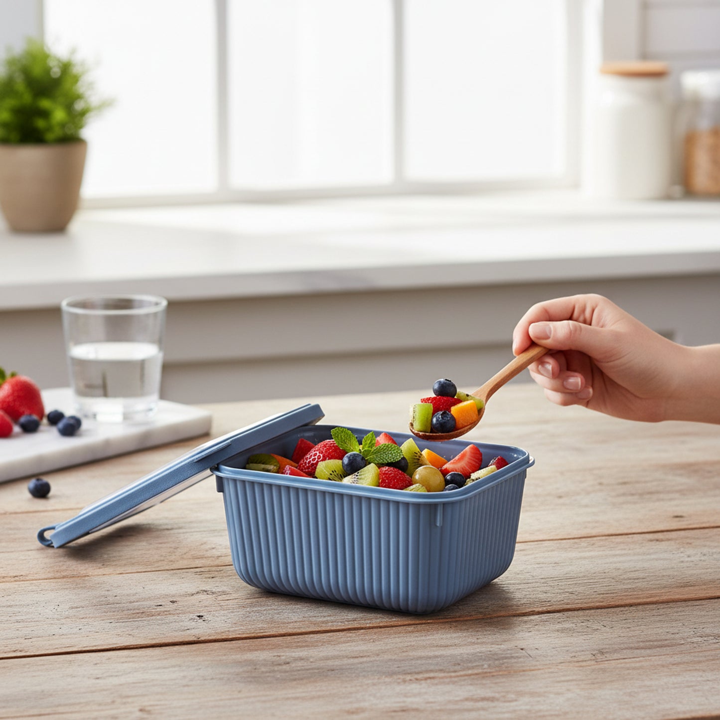 Softchef 1050ml Rectangular Container Blue