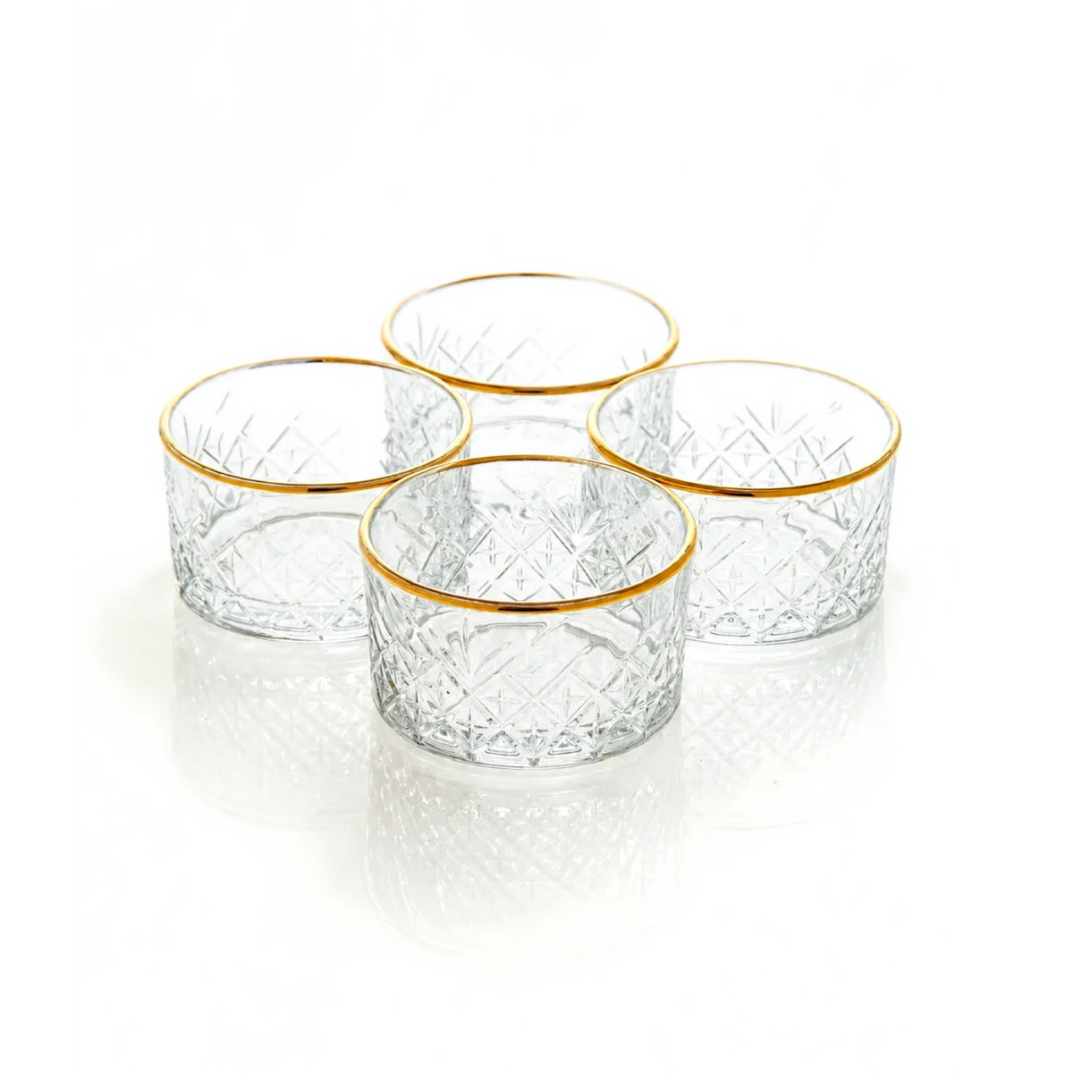 Pasabahce Timeless 255ml Gold Rim Bowl Set of 4