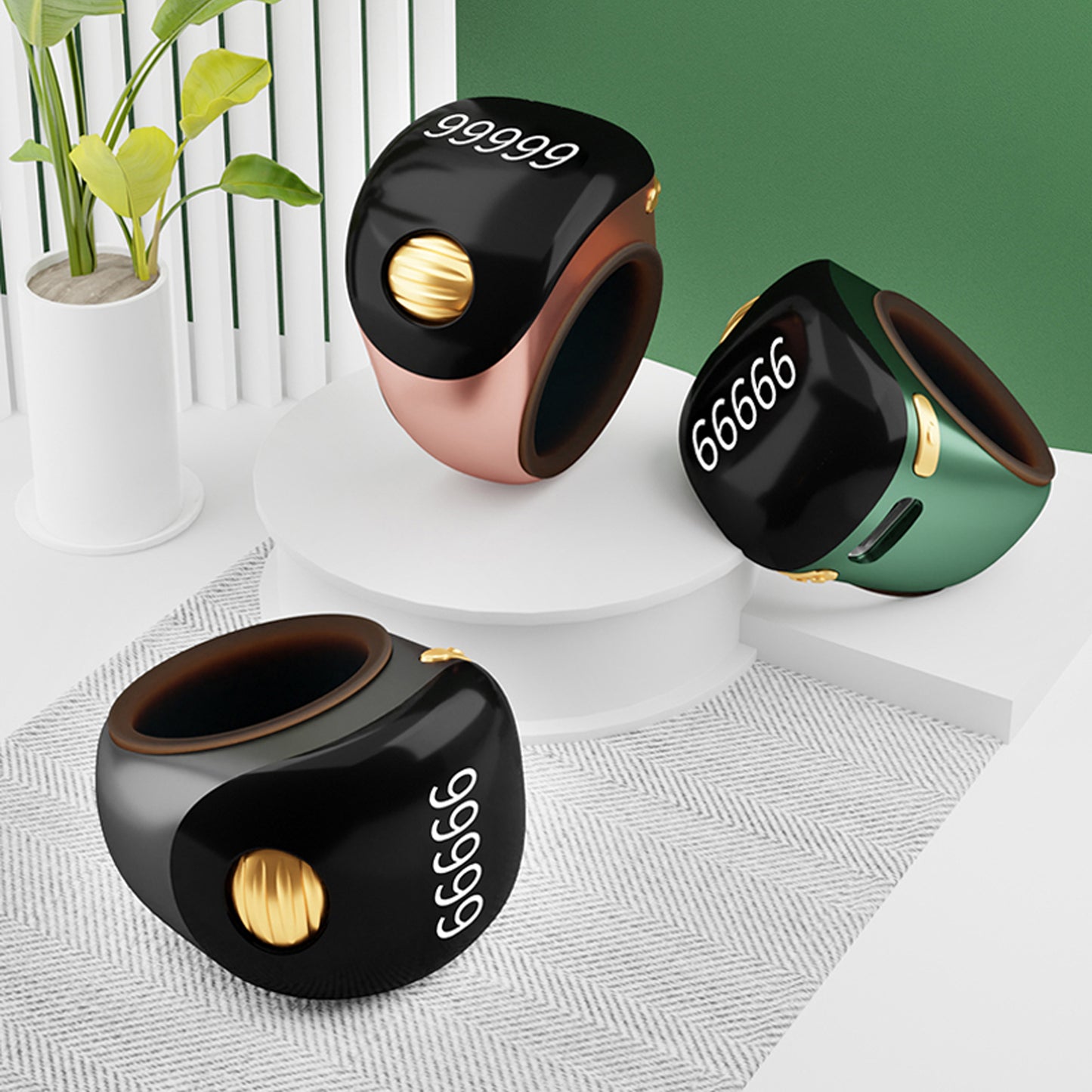 Adjustable Tasbih Smart Ring Counter Green