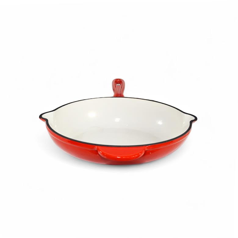 Aqua Enamel Cast Iron Fry Pan Red