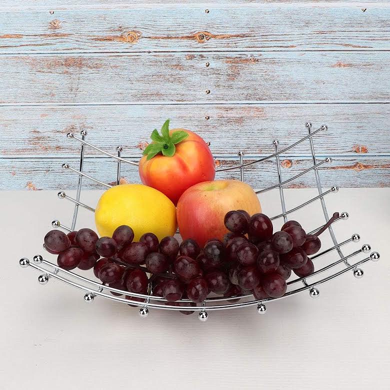 Hillhouse Chrome Plated Square Fruit Basket Silver