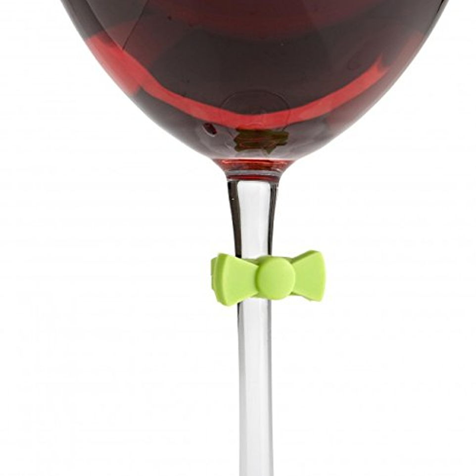 Joie 6 Piece Silicone Bow Tie Wine Charm Set Assorted