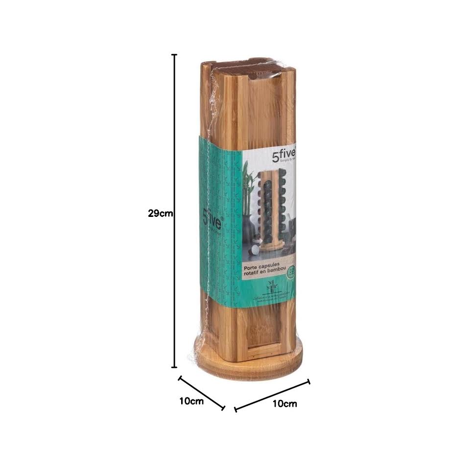 Five Bamboo Rotary Capsule Holder Brown