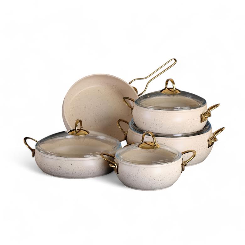 Leydi Elite 9 Piece Cookware Set Ivory