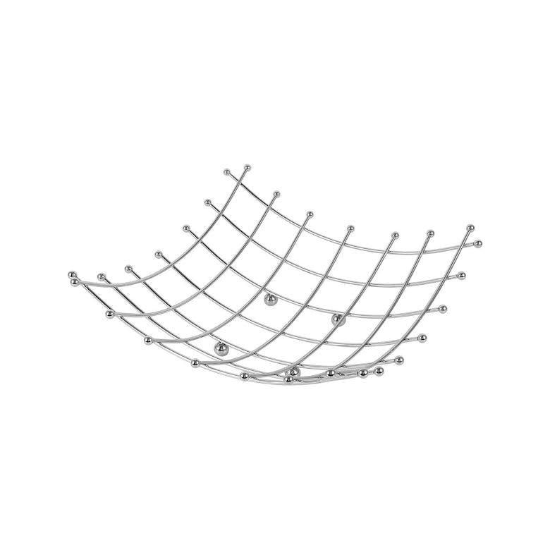 Hillhouse Chrome Plated Square Fruit Basket Silver