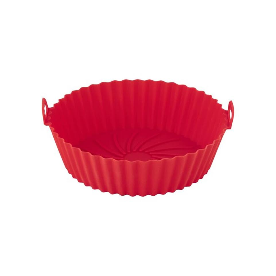 Kitchen Life Piece Silicone Round Air Fryer Liner Set Grey & Red