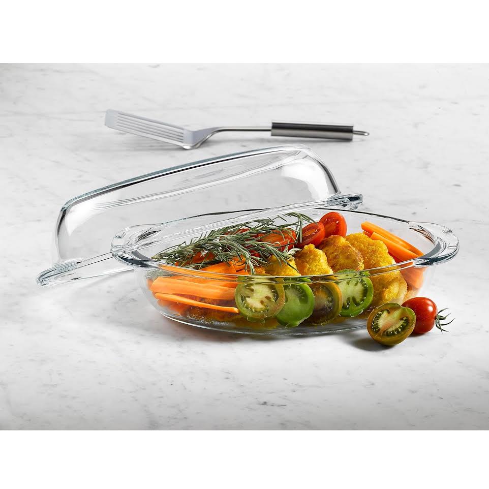 Borcam 2.25Lt Oval Casserole with Lid Clear