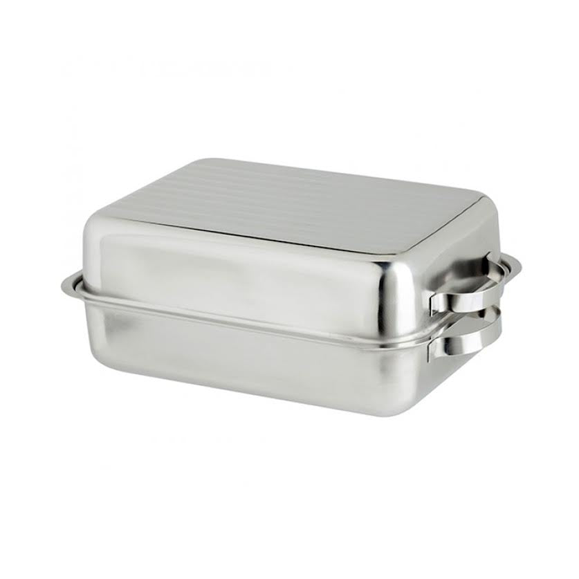 Steel King 38cm Stainless Steel Double Roasting Pan Silver