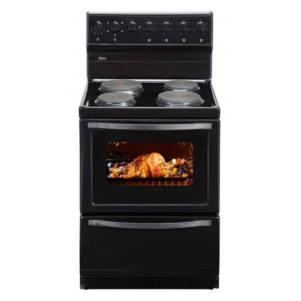 Univa 4 Plate Solid Stove with Warmer Black
