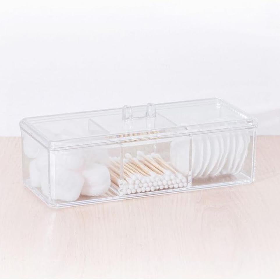 Five Selena 3 Compartment Cotton Box Clear