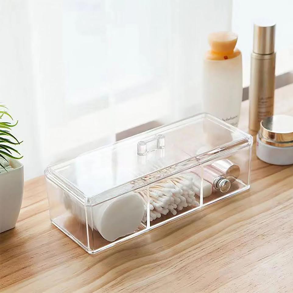 Five Selena 3 Compartment Cotton Box Clear