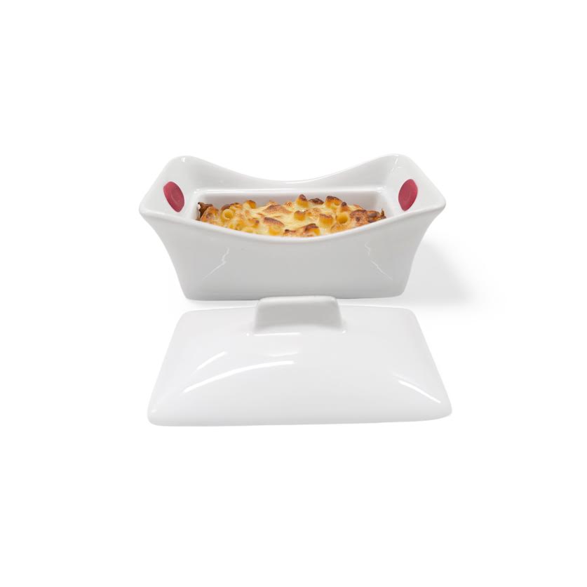 Aqua Mini Rectangular Baking Dish with Lid & Handle White
