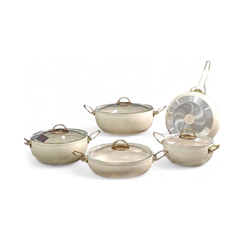 Leydi Elite 9 Piece Cookware Set Ivory