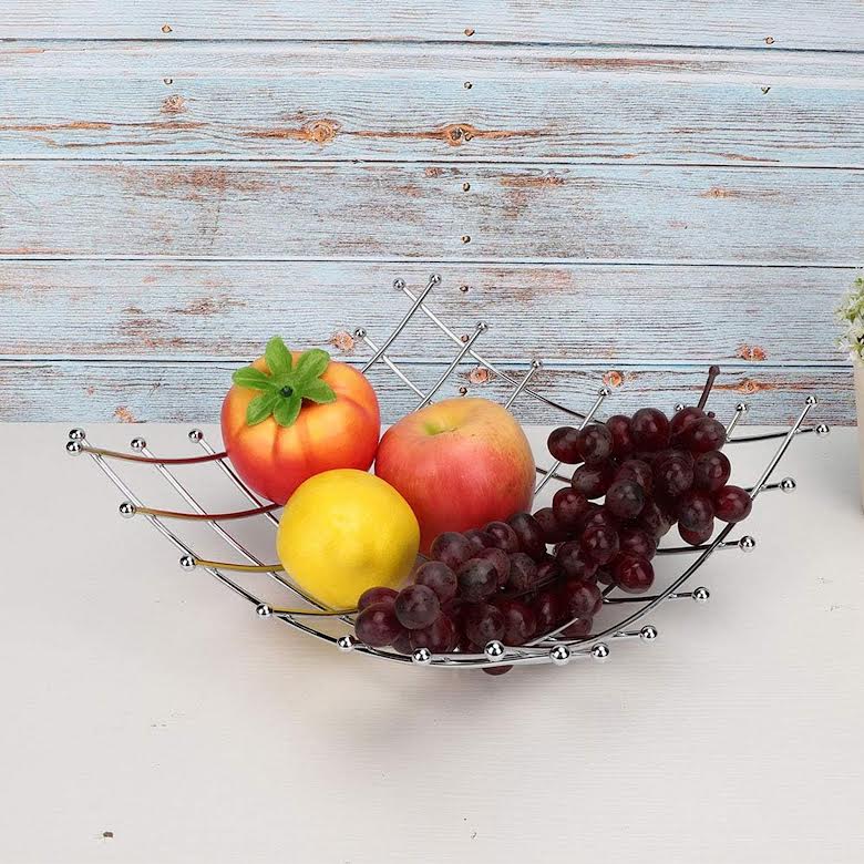 Hillhouse Chrome Plated Square Fruit Basket Silver