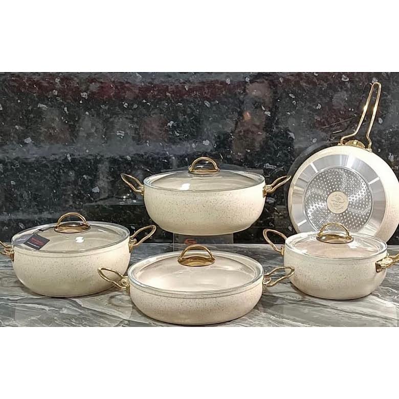 Leydi Elite 9 Piece Cookware Set Ivory