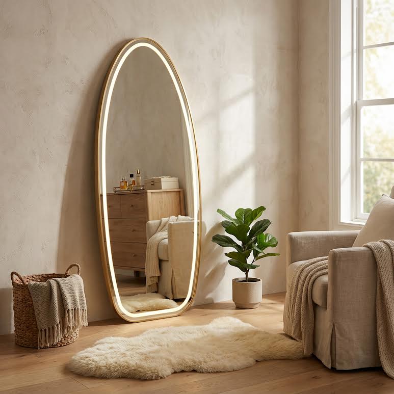 70 x 180cm LED Mirror Gold