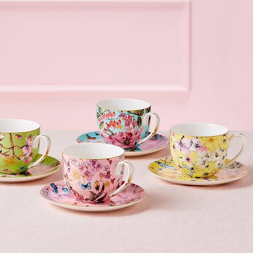 Maxwell & Williams 4 Piece Estelle Michaelides Enchantment Cup & Saucer Set Multicoloured