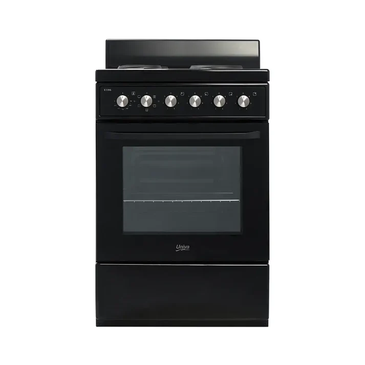 Univa 60cm 84Lt 4 Plate Front Panel Stove Black