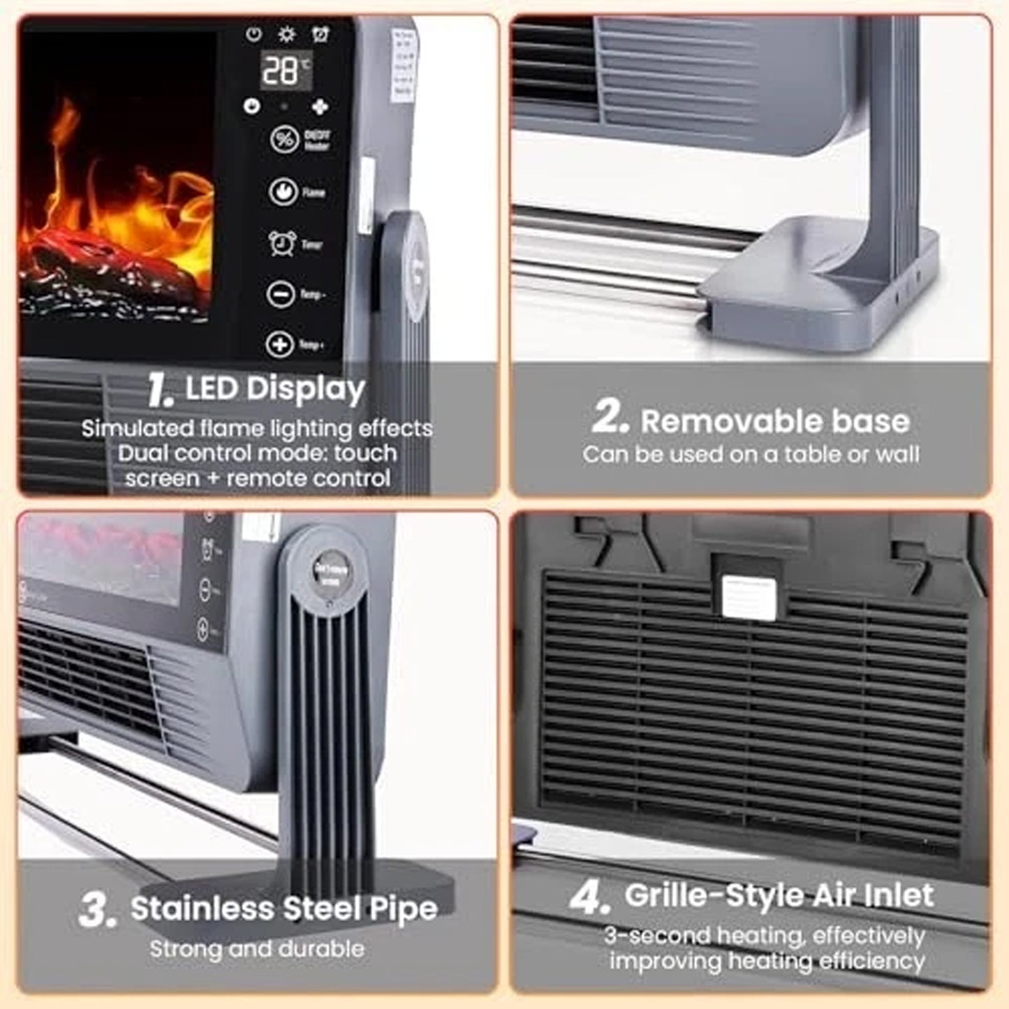 Condere Fireplace Heater Black