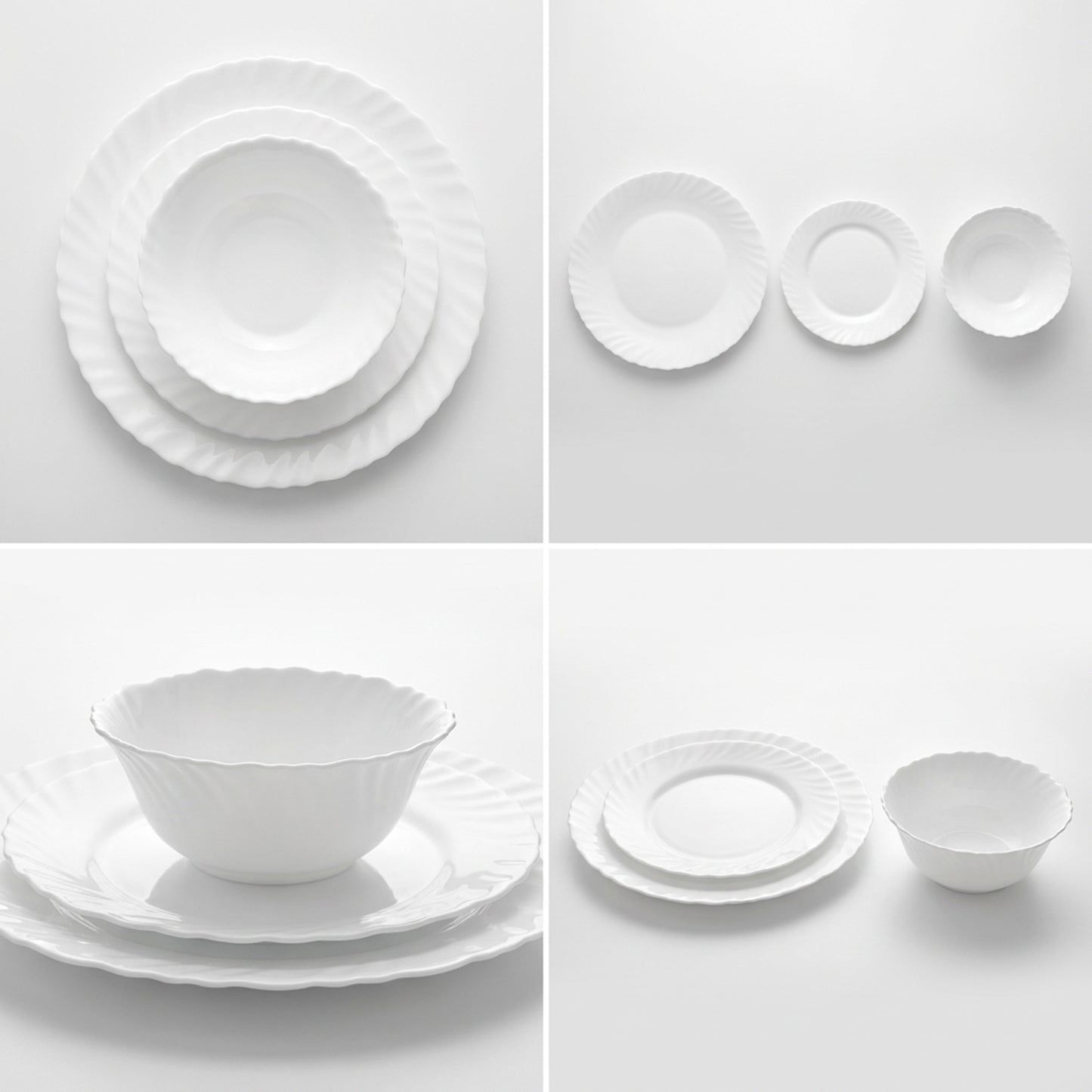 La Opala Classique Plain White 12 Piece Dinner Set White