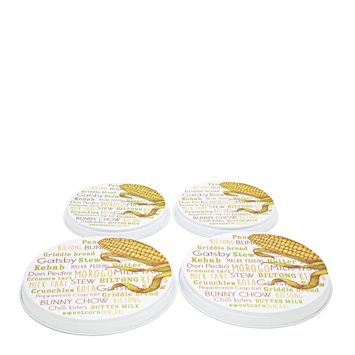 Hillhouse Stove Burner Covers 4 Piece - White With Colourful Words
