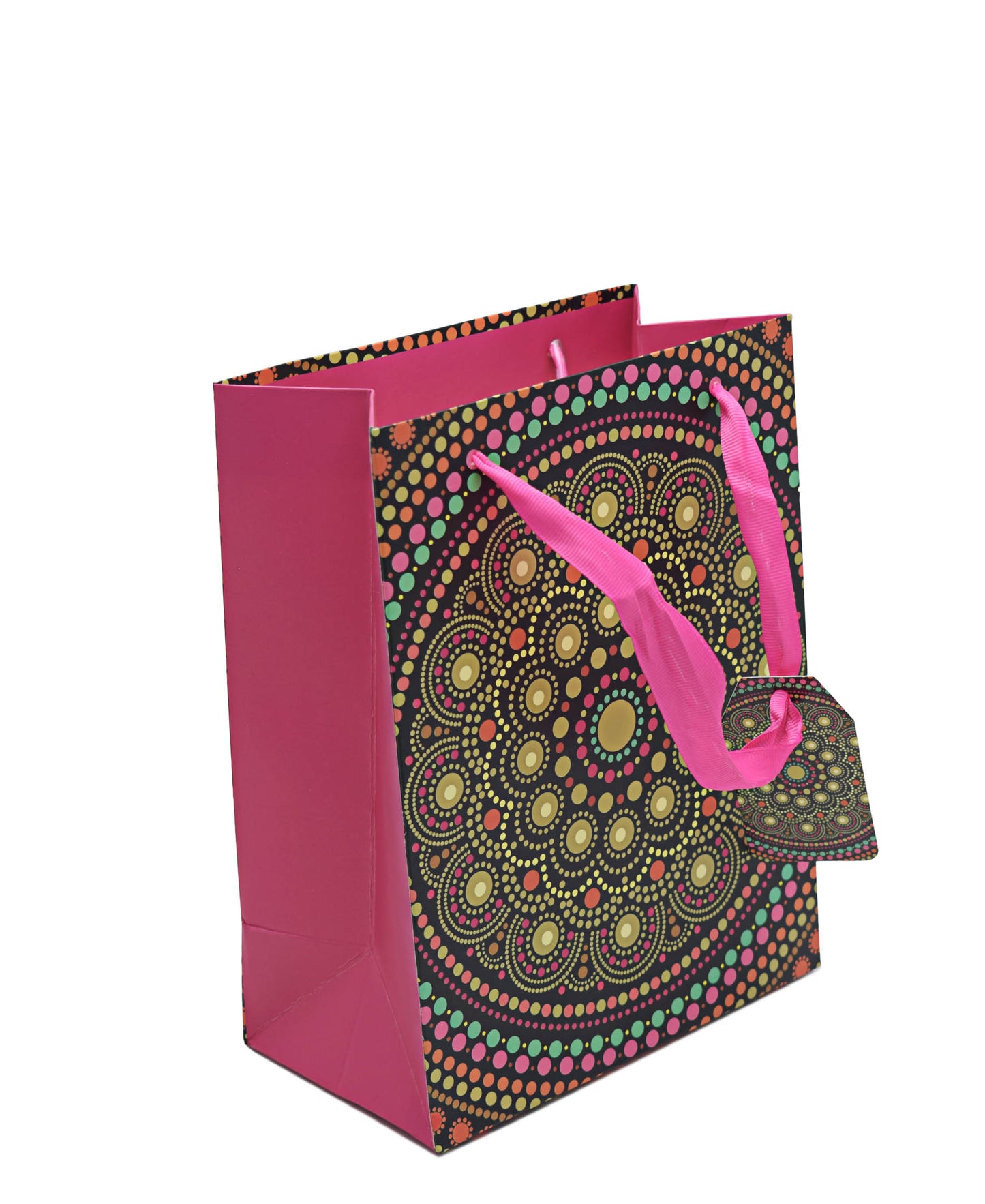 Urban Decor Circle Art Gift Bag - Brown & Pink