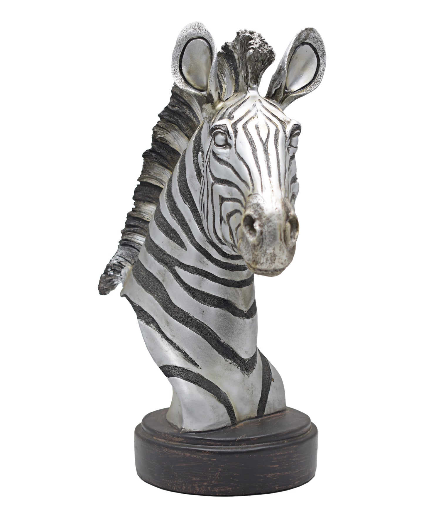 Urban Decor Antique Zebra Head On Pillar 46cm - Silver