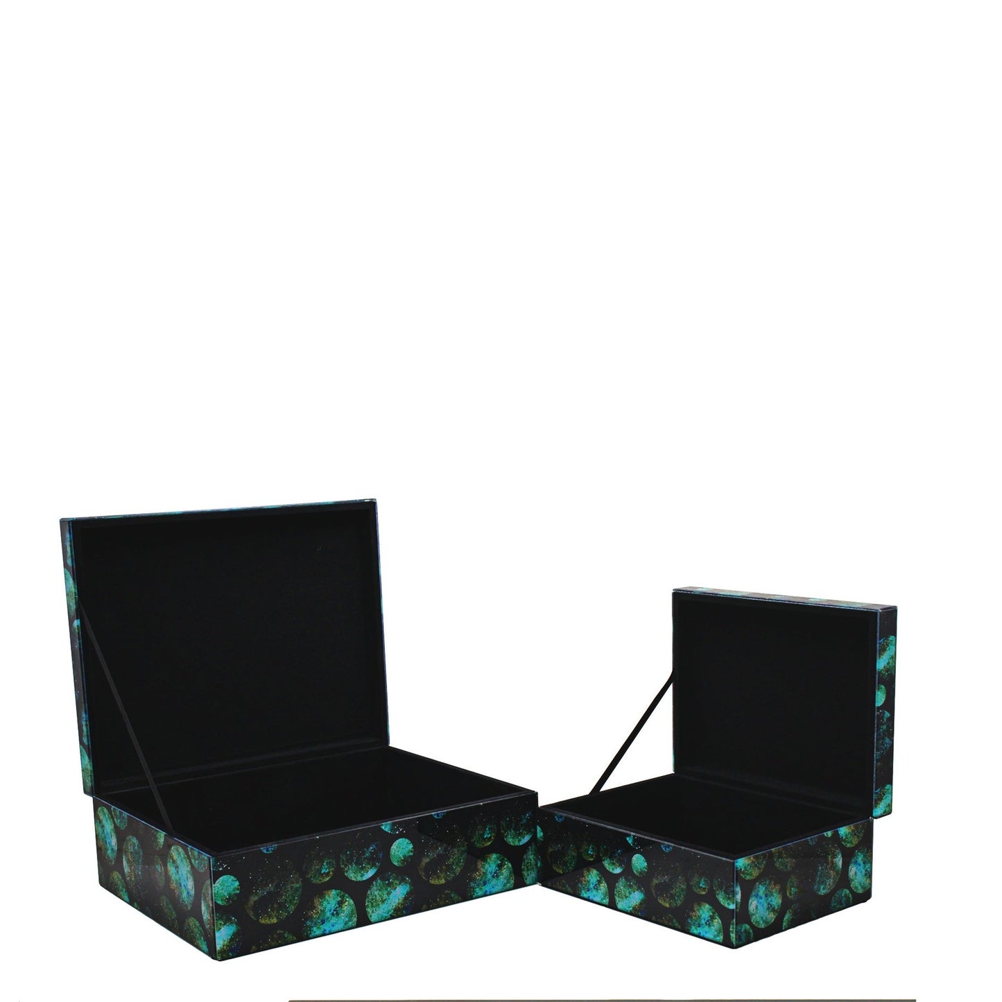 Urban Decor Glass Agate Moon Box 2 Piece - Blue & Black