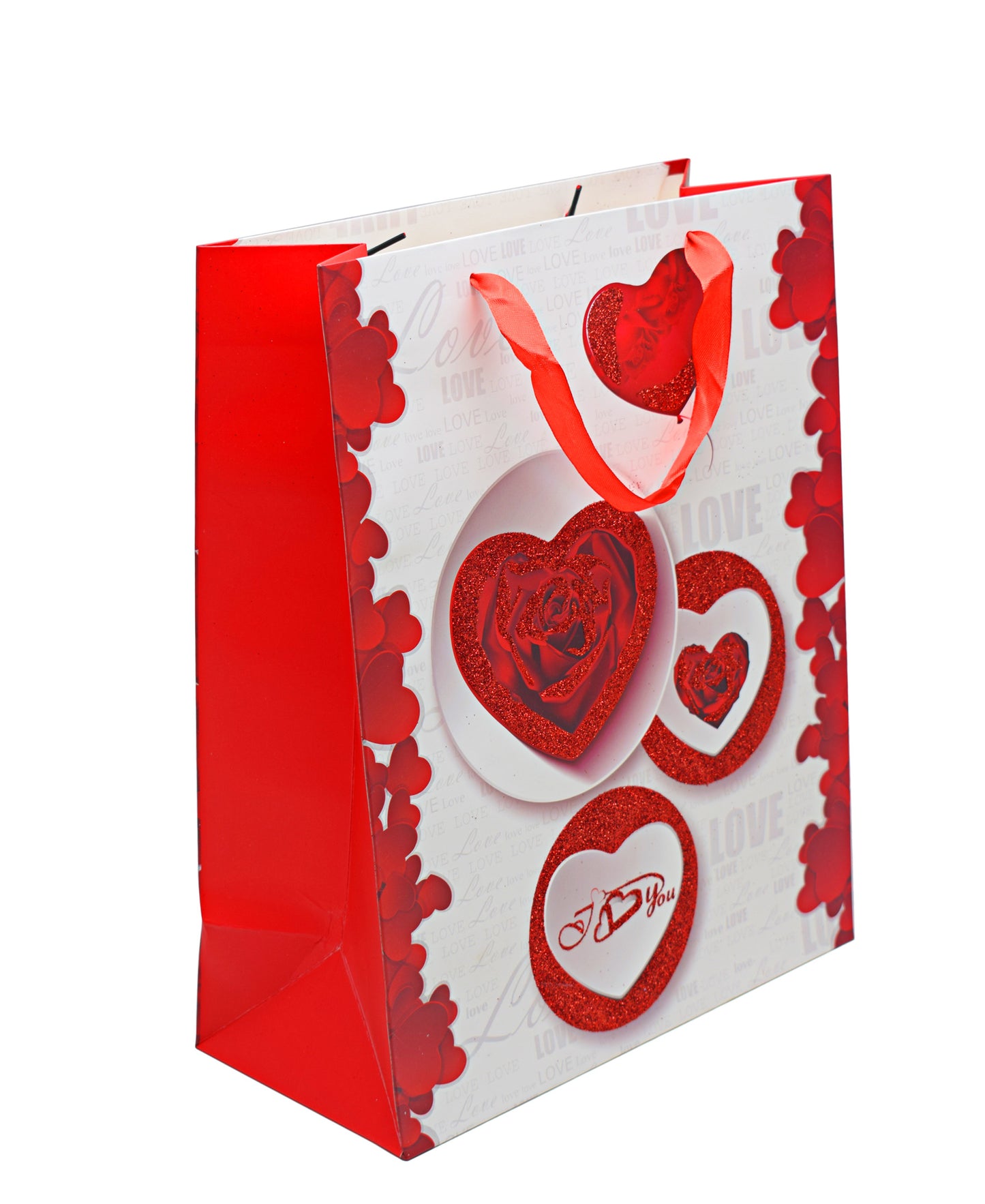 Urban Decor Gift Bags 4 Hearts - Red & White