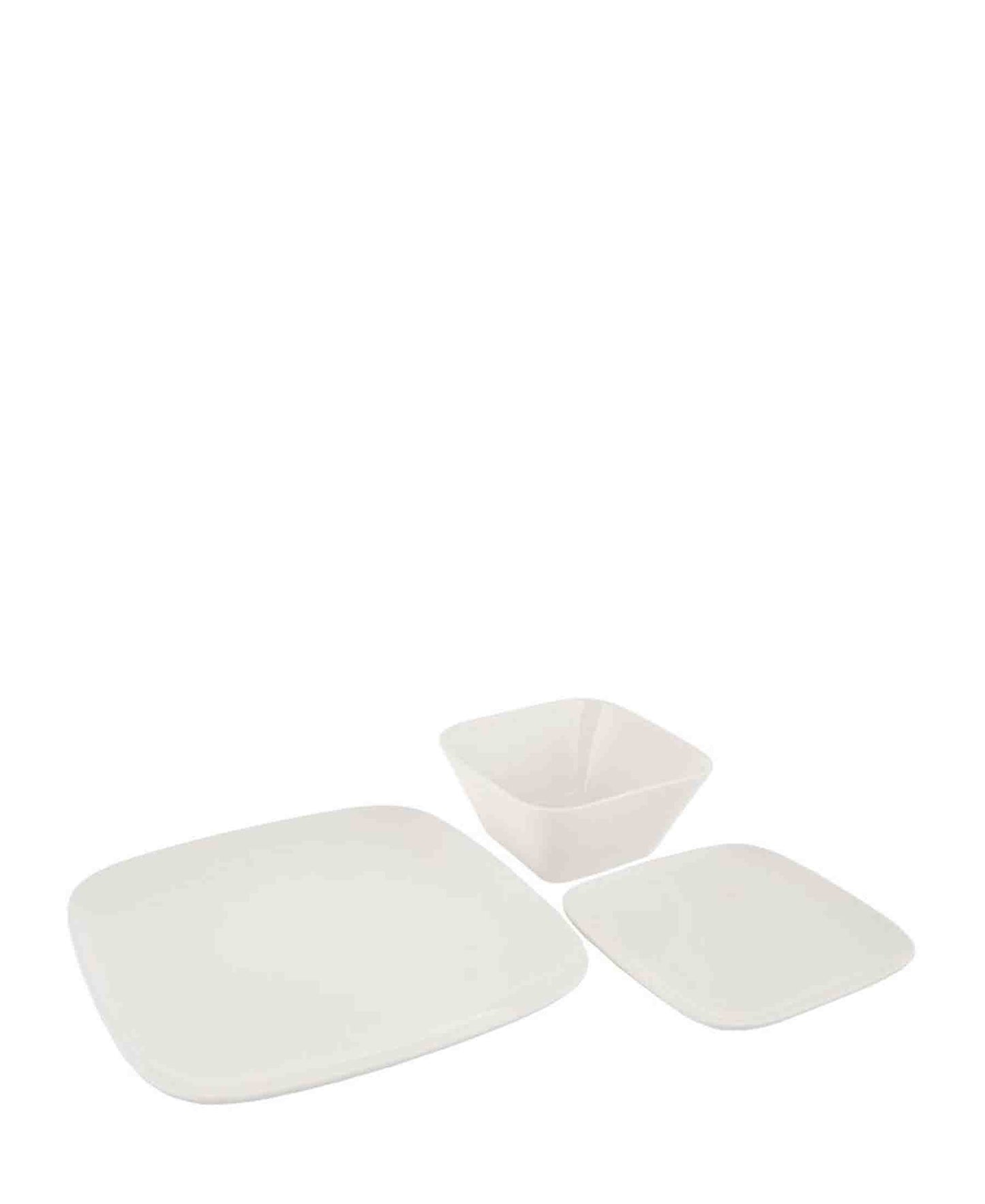 Monaco Retro Square 12 Piece Porcelain Dinner Set - White