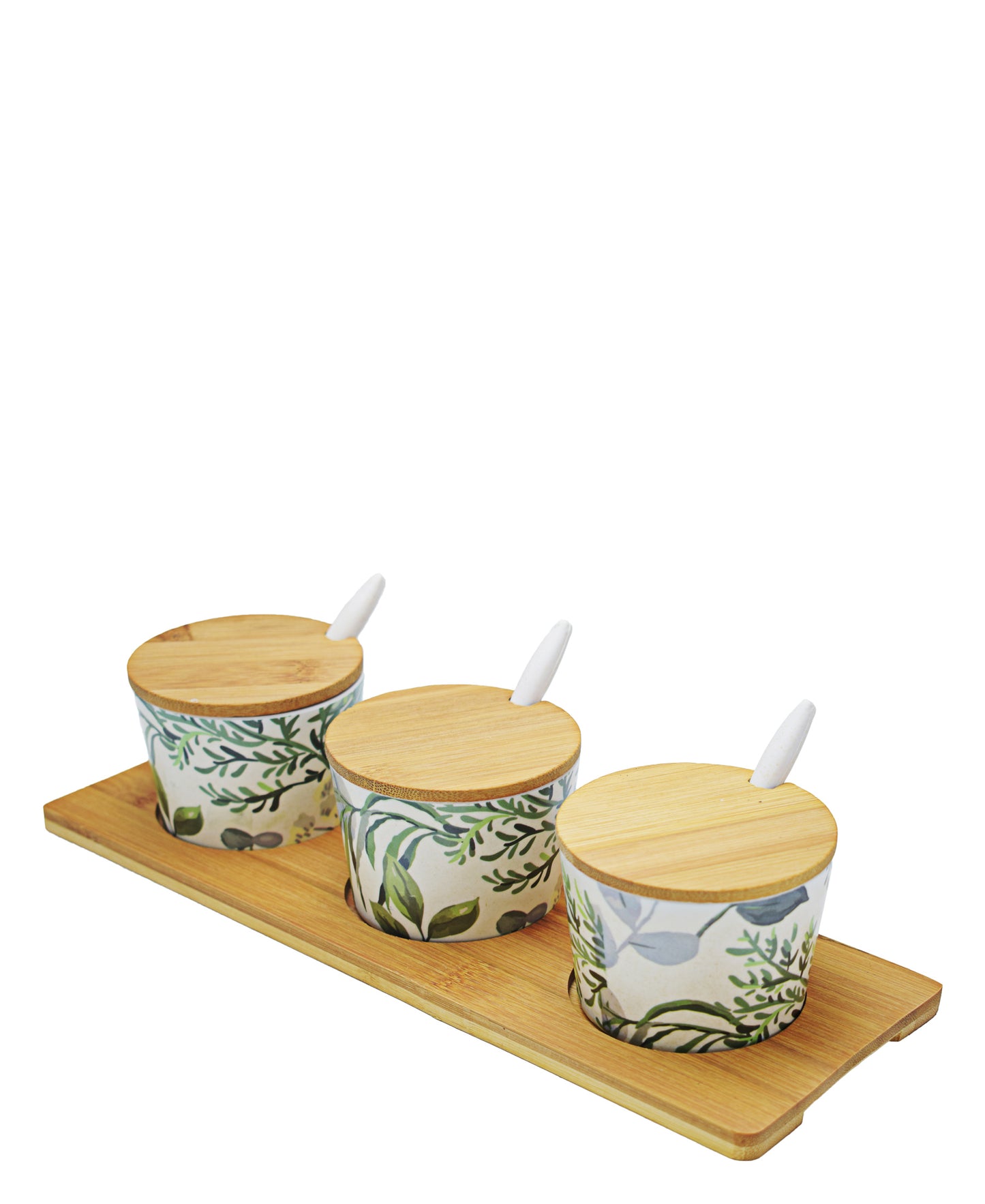 Kitchen Life Bamboo Round Kitchen 3 Piece Canister Set - Green