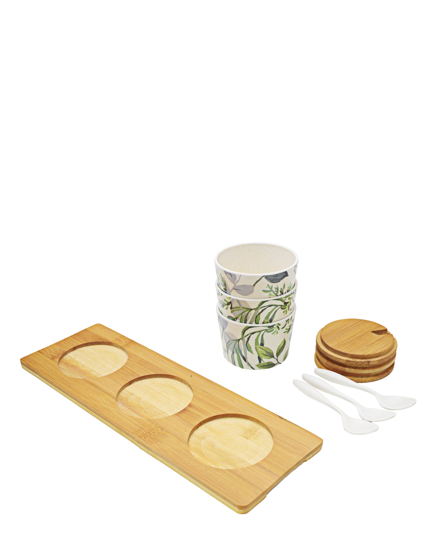 Kitchen Life Bamboo Round Kitchen 3 Piece Canister Set - Green