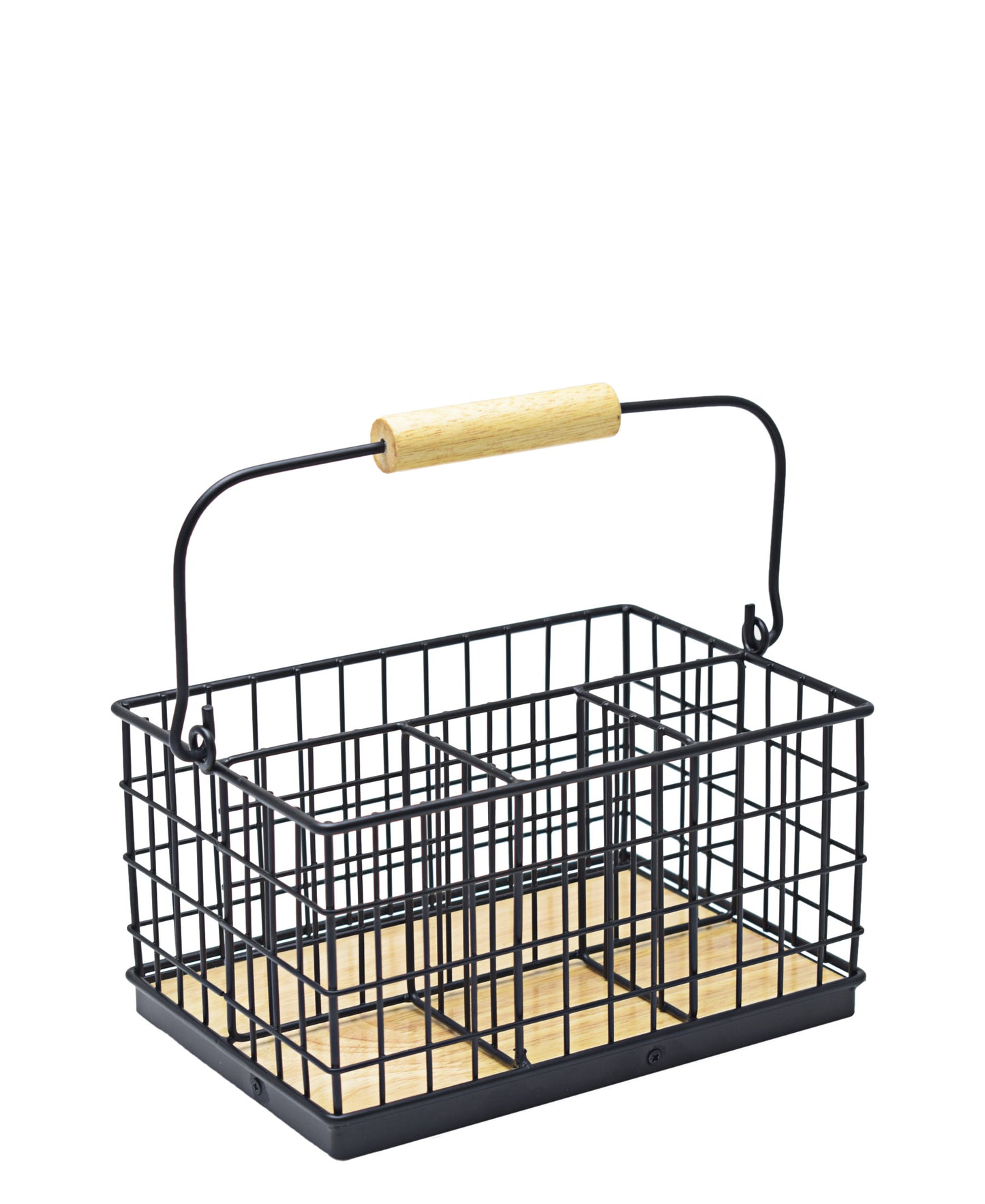 Regent Kitchen Cutlery Caddy Wire & Wood - Black