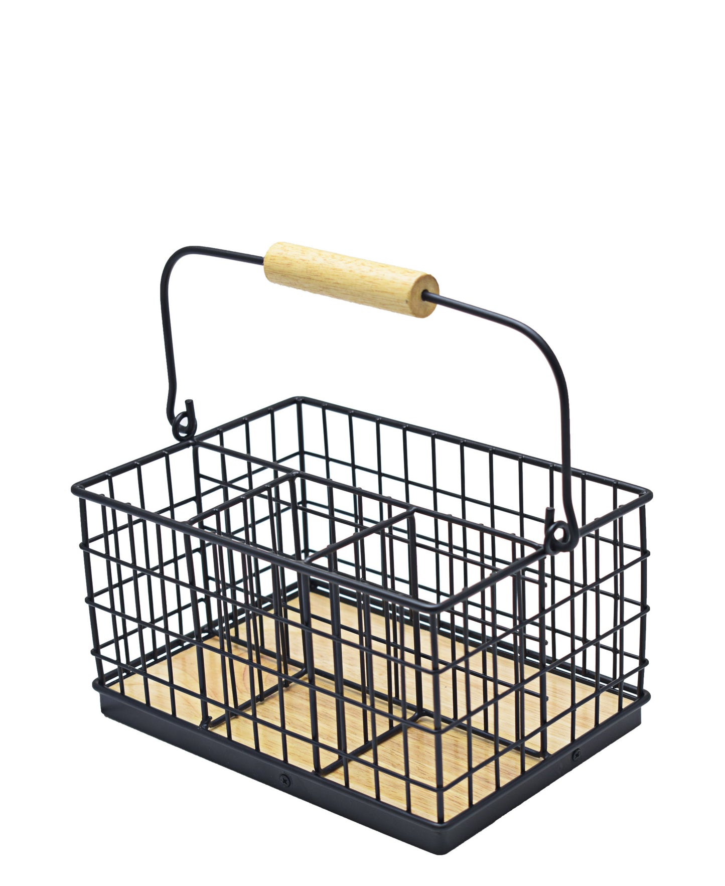 Regent Kitchen Cutlery Caddy Wire & Wood - Black