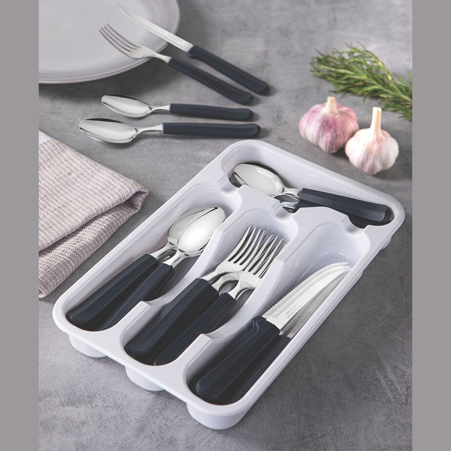 Tramontina 25 Pieces Tableware Set With Steak Knives - Black