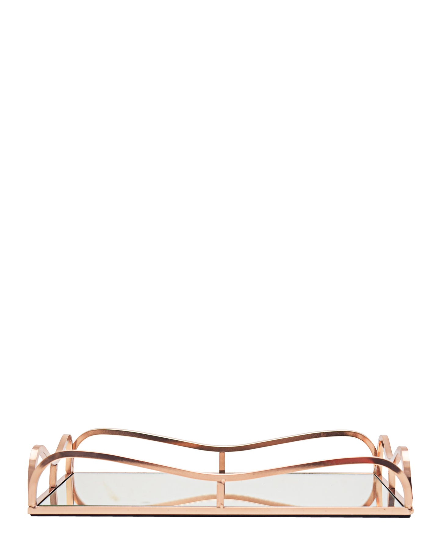 Urban Decor Rectangular 31cm Mirror Tray With Handles - Gold